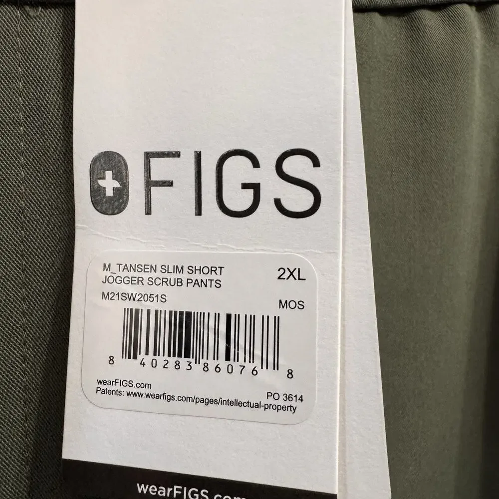 FIGS Scrub Pants Mens 2XL Short Tansen Jogger Green Slim Fit Technical Medical